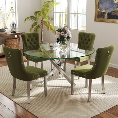 5-Piece Round Glass Dining Table Set