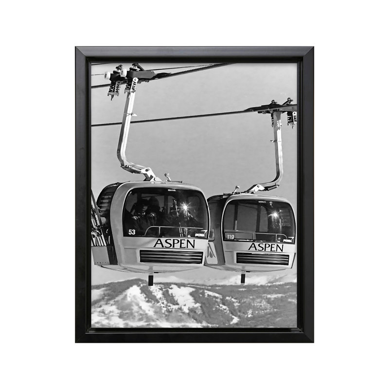Gondole Aspen Mountain, Cadre noir, Canevas, H 24 po x l 32 po