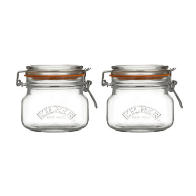 Kilner Clip Top Jars Square 0.5L (Set of 2)