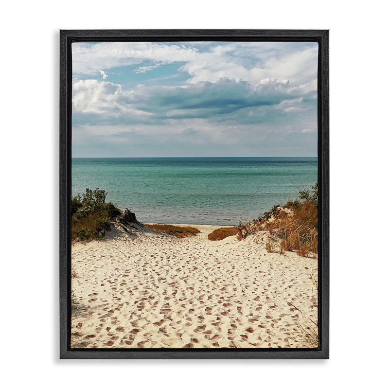 Cadre flottant sur une large plage d'été, design par Marcus Prime, Cadre flottant noir de jais, H 21 po x l 17 po