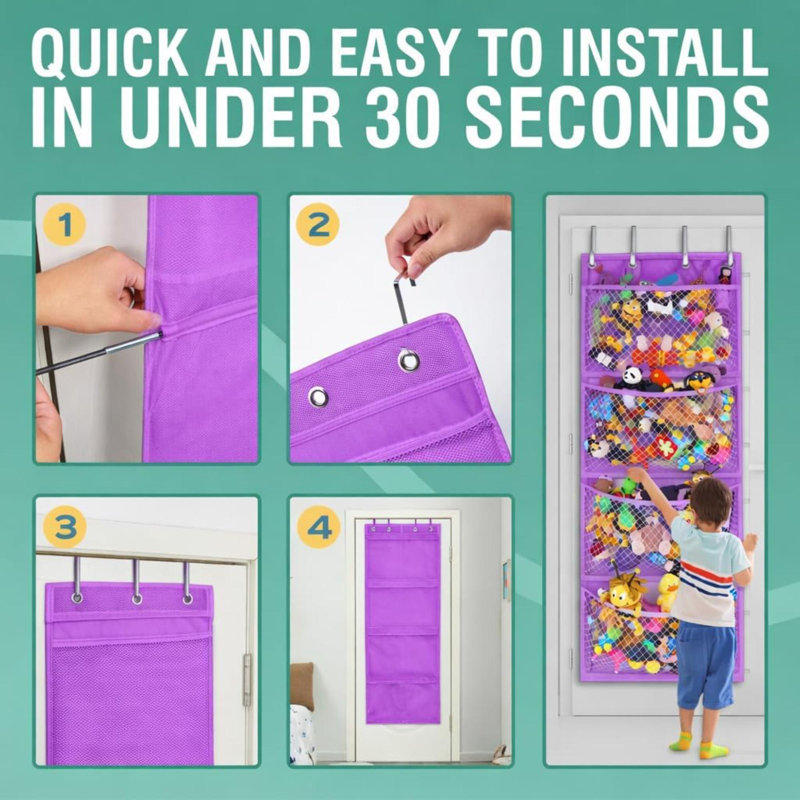Wall Organizer with Wall Baskets, Purple