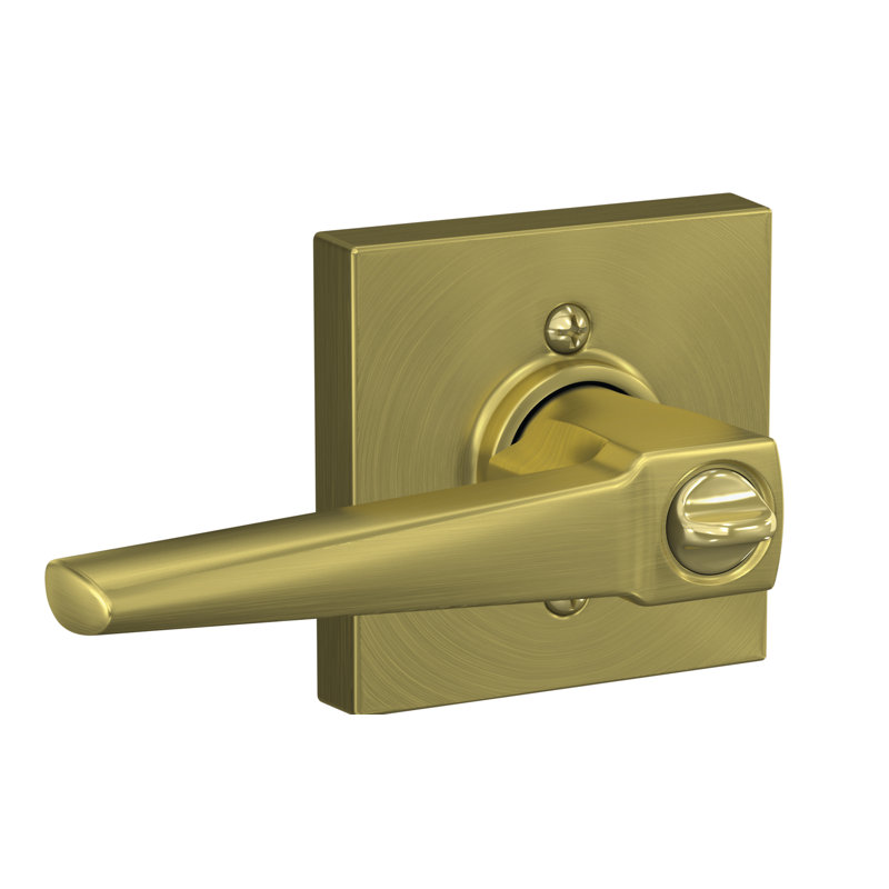 Eller Keyed Entry Lever with Collins Trim, Satin Brass, Keyed Different, Yes