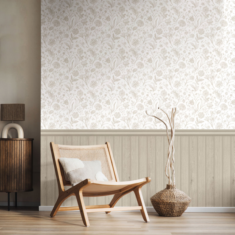 Tongue And Groove Floral Toile, Stone
