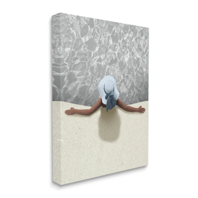 Stupell Industries Summer Aerial View Person Pool Water By Marcus Prime - Wrapped Canvas Graphic Art In Blue;gray