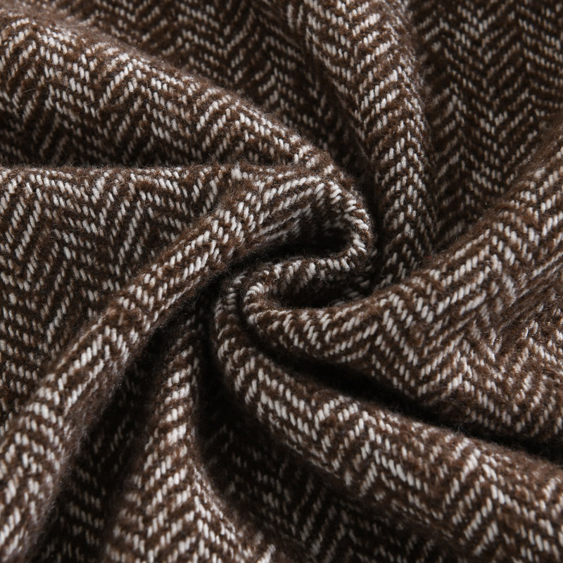 Housses de coussin réversibles en laine à chevrons en laine, H 18 po x l 18 po, Brun