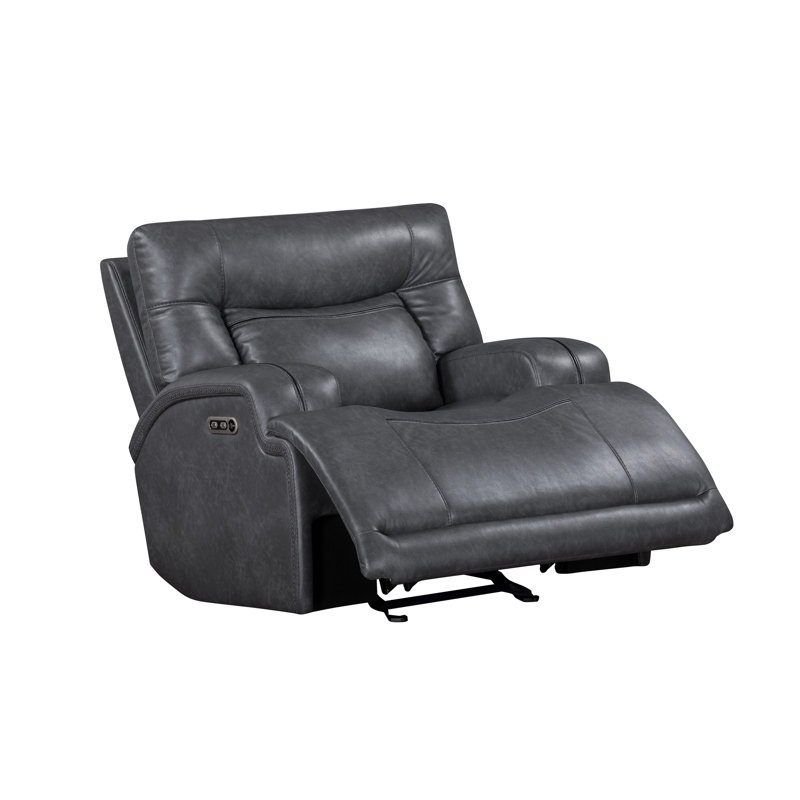 Fauteuil inclinable Tito, polyester gris, accoudoirs coussinés, Électrique - Bouton-poussoir