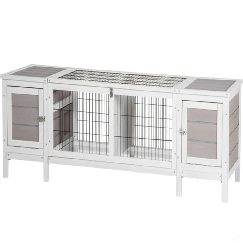Maison pour animaux avec plateau coulissant et planche divisée pour l'intérieur, blanc