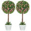 Set of 2 decorative ball topiary tree with rose flower in pot-135948722
