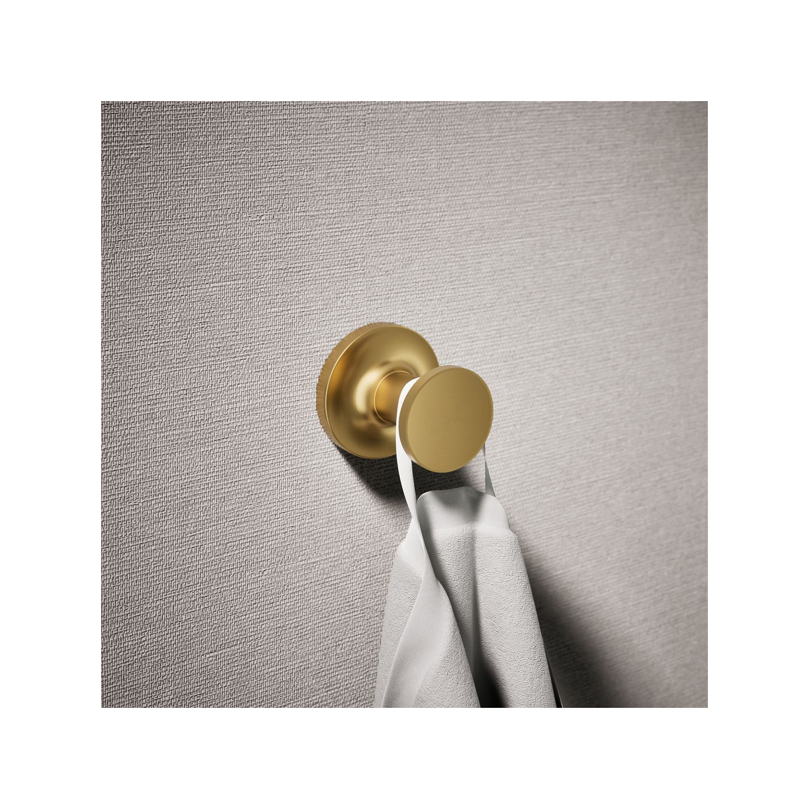 Purist Wall Mounted Round Bathroom Robe Hook, Towel Hook, Clothing Hook, Vibrant Brushed Moderne Brass