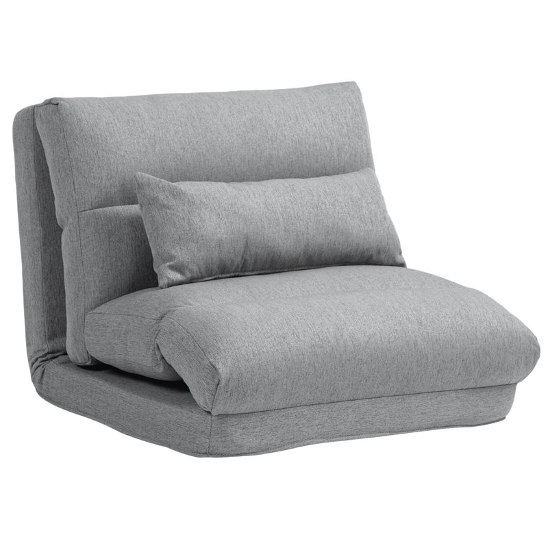 Folding Floor Chair, Convertible Lazy Sofa Bed, Floor Couch With 6-Position Adjustable Backrest And Pillow For Reading, Gaming, Meditating, Gray