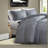 Elegant Grey King Bedding Sets, Polyester Woven Stripes For Modern Bedrooms