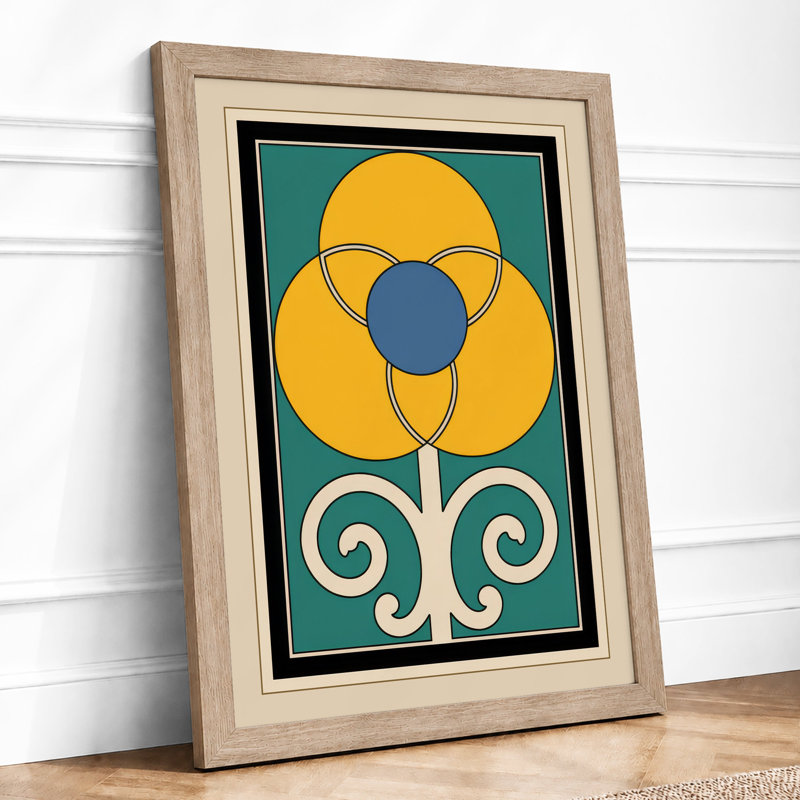 Geometric Bloom Botanical - Framed Print, A1 - 84.1 x 59.4 cm, Oak