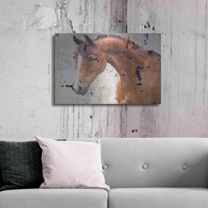 «Buy sell commerce» par Susan Friedman, art mural en métal, H 24 po x l 36 po