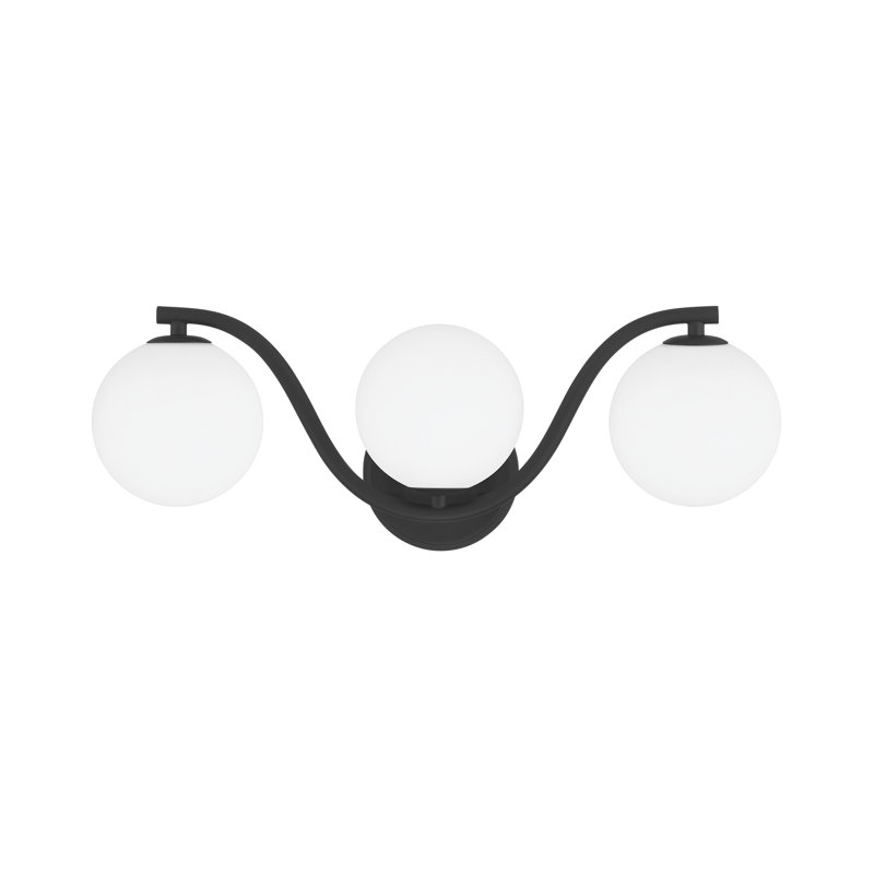 Triple Globe Wave Vanity Lighting, Matte Black