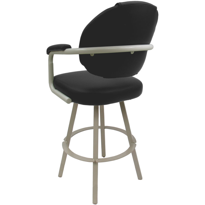 Tabouret de comptoir pivotant en métal Lavenia - base Warren, Vinyle gris / cadre beige