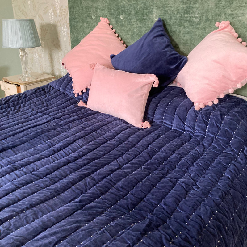 Solid Colour Bedspread, Navy Blue