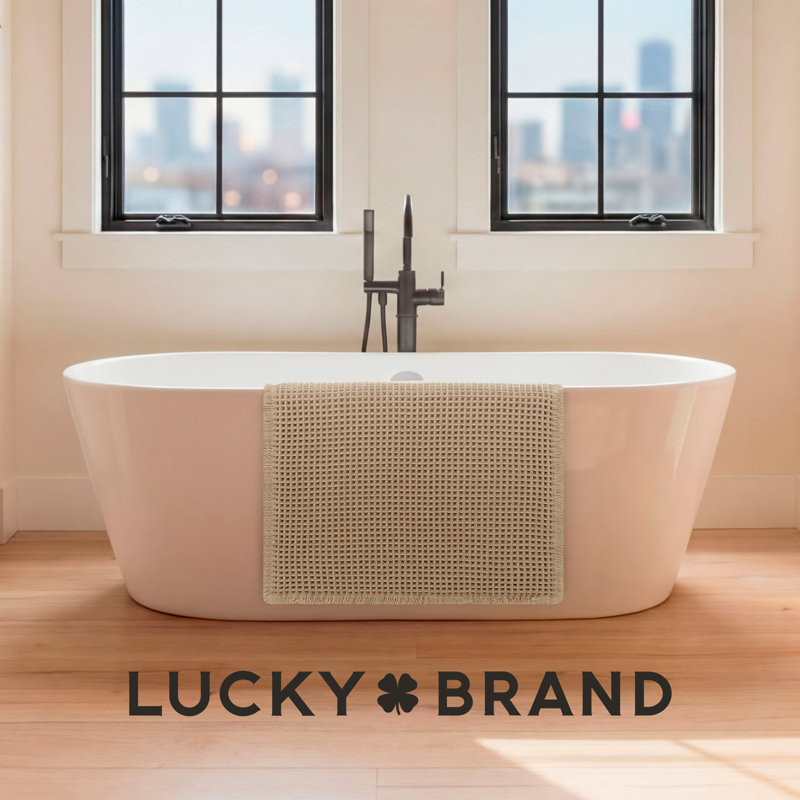 Tapis pour salle de bain 1 pièce Lucky Brand, Simple - L 45 po x l 24 po, Beige