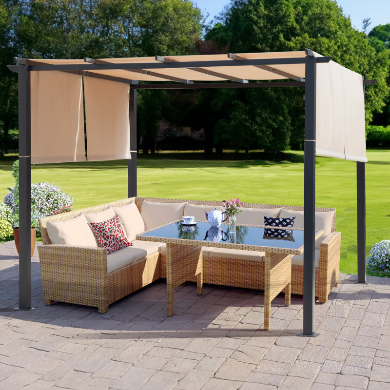 10 pi. L 10 pi. D Pergola en acier avec auvent