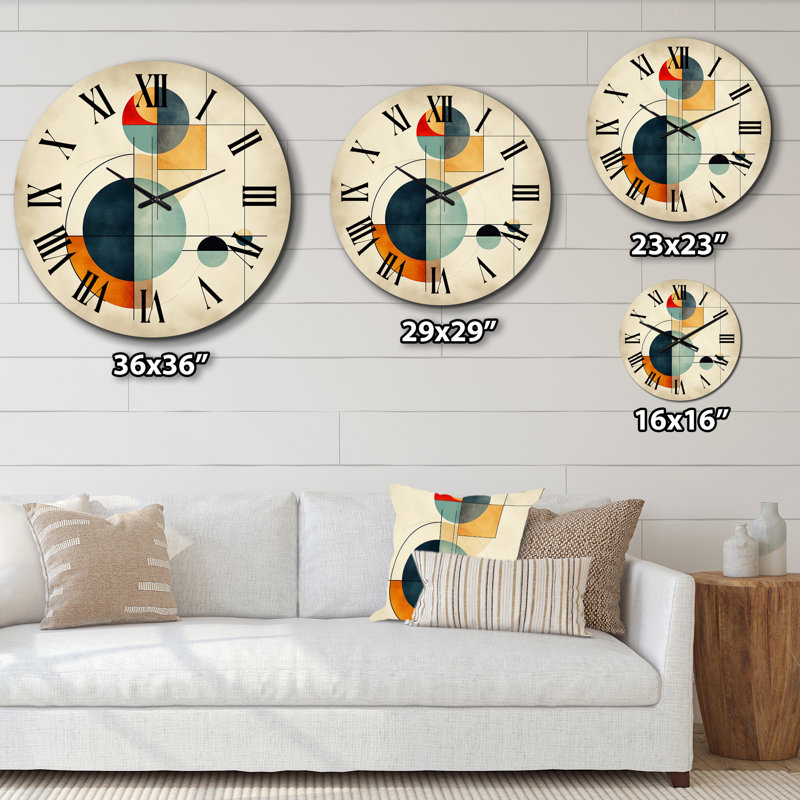 Syncronicities Midcentury Elegant Retro Art II - Horloge murale moderne Mid-Century, Grand
