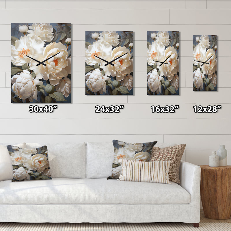 Horloge murale Daarina - pivoines surdimensionnée, Grand