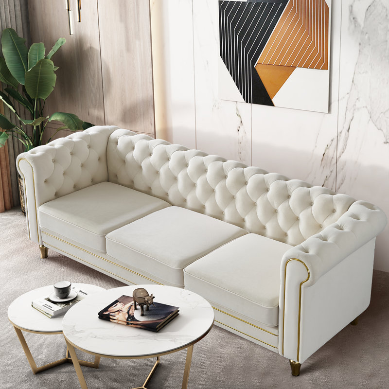 Canapé Chesterfield Crystie, Beige