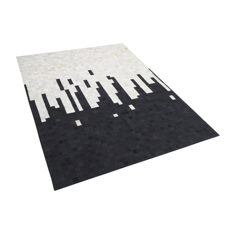 Geometric Leather Hand Woven Area Rug, 140cm W x 200cm L