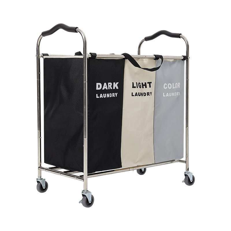 240L 3-Section Laundry Basket Cart