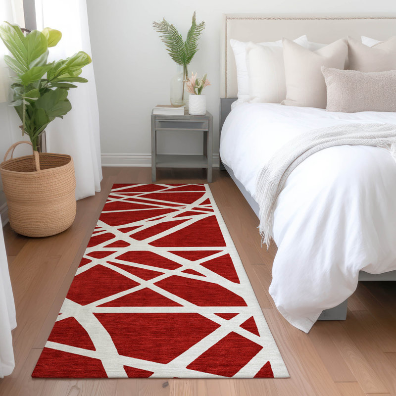 Zephina Red Washable Indoor-Outdoor Rug - , 2'3" x 7'6"