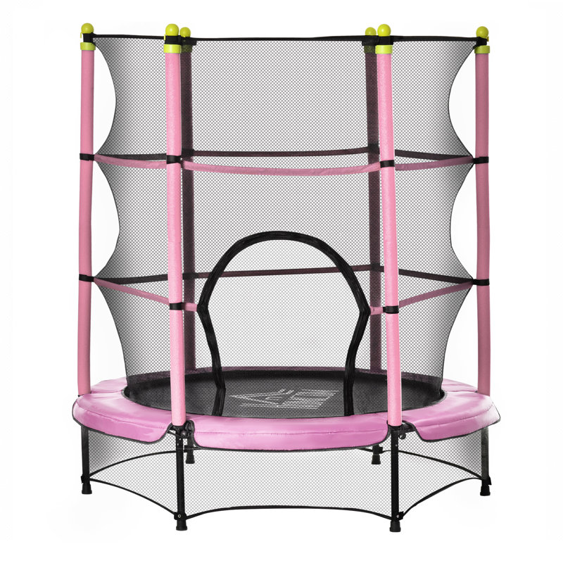 150 Cm Garden Trampoline With Safety Net, Pink