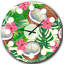 Horloge murale moderne Mid-Century Tropical Cooconut and Jungle Flowers-40748361