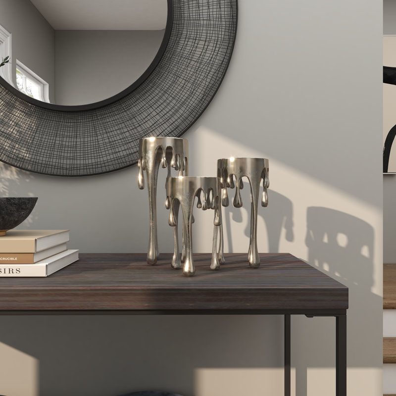 Moderna 11.8" H Aluminum Candlestick, Silver