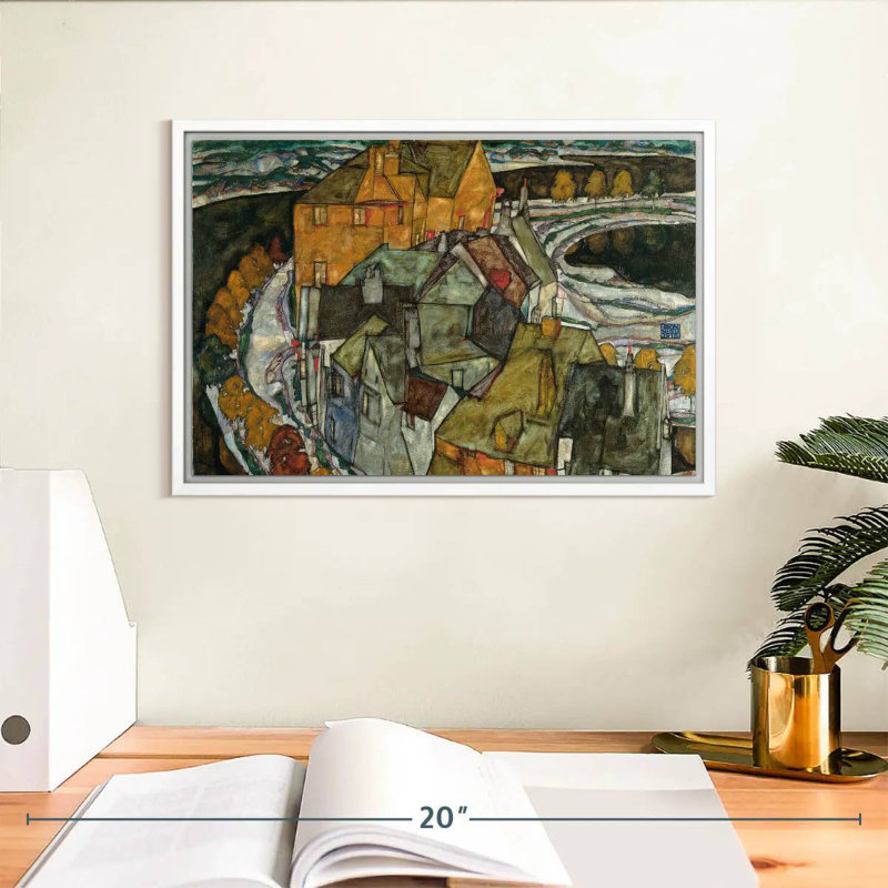 Croissant des maisons II, Cadre flottant blanc, 13 po x 9 po