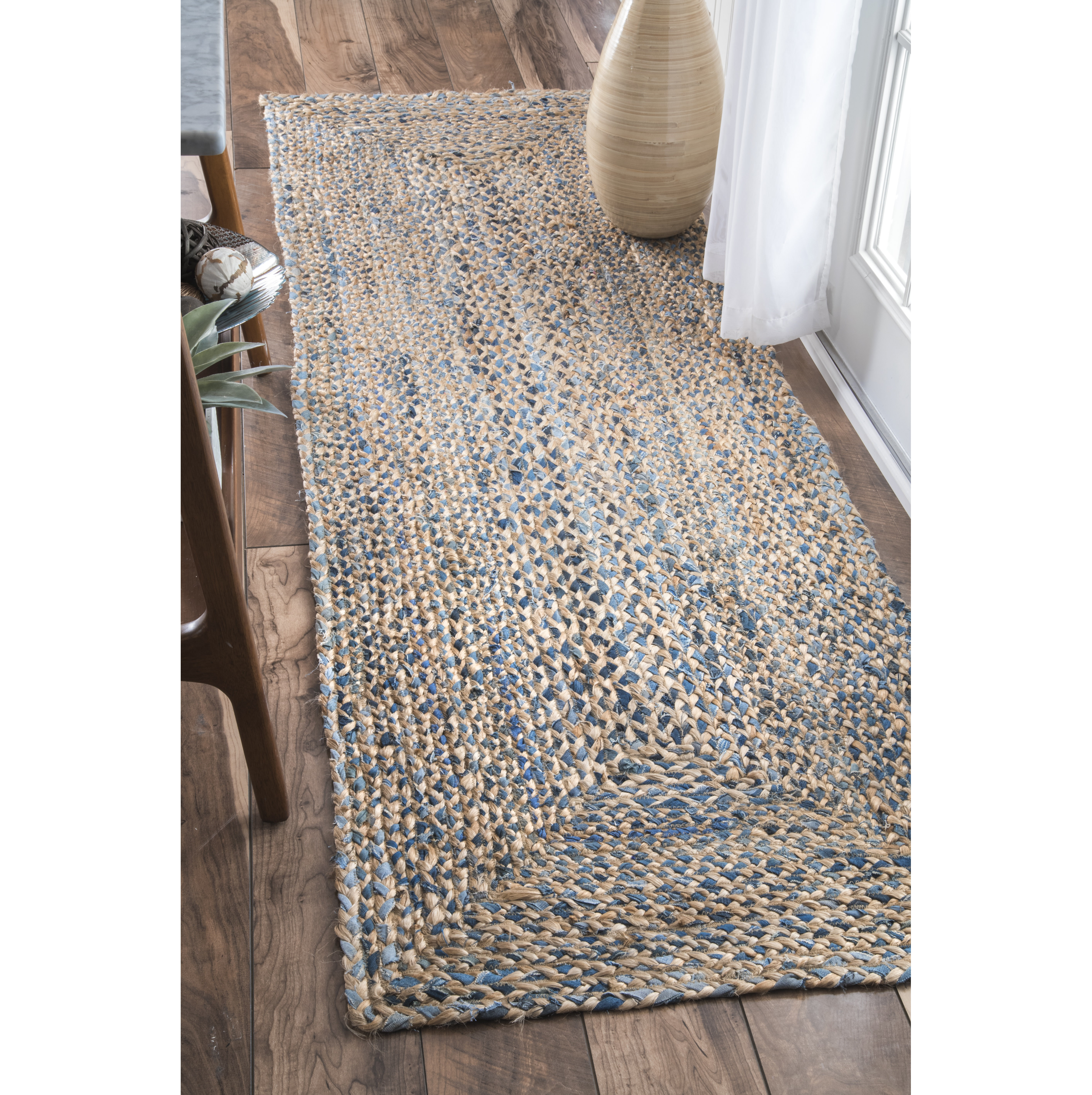 Buy Bhuvan Handloom Rectangle Jute and Denim Rug, Multi Color Braided Rug,  Hand Woven, for Living Room Bedroom, Bathroom, Kitchen, Entryways (5x7  feet) Online at Lowest Price Ever in India | Check
