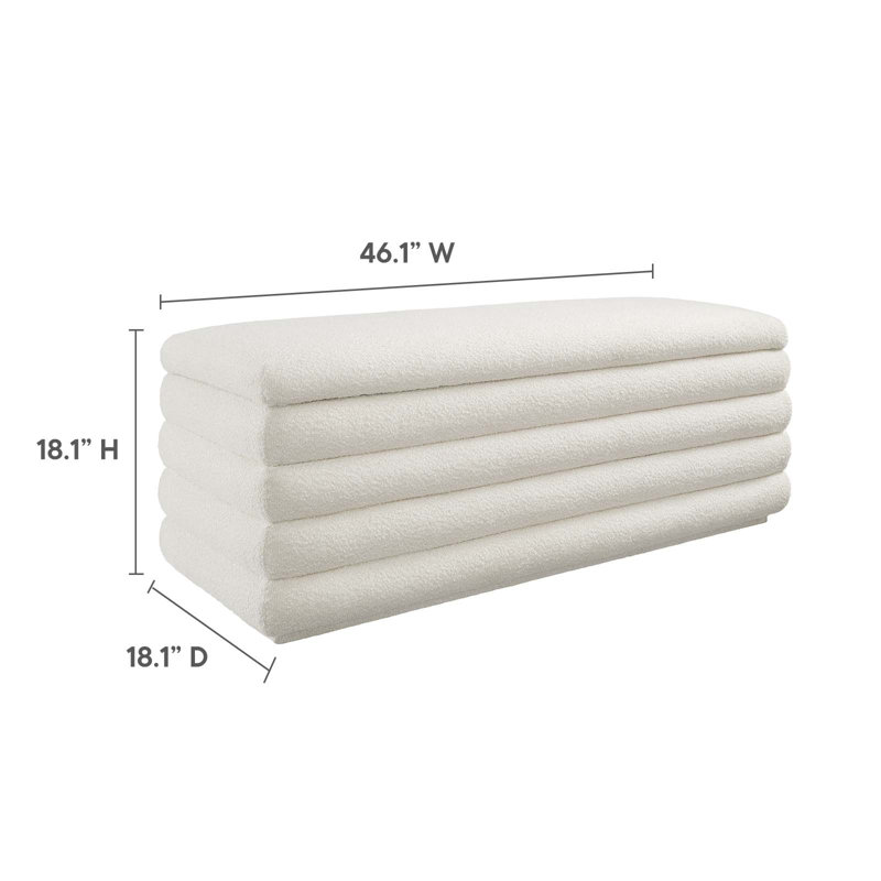 Cloud Boucle Upholstered Storage Bench with Channel Tufting