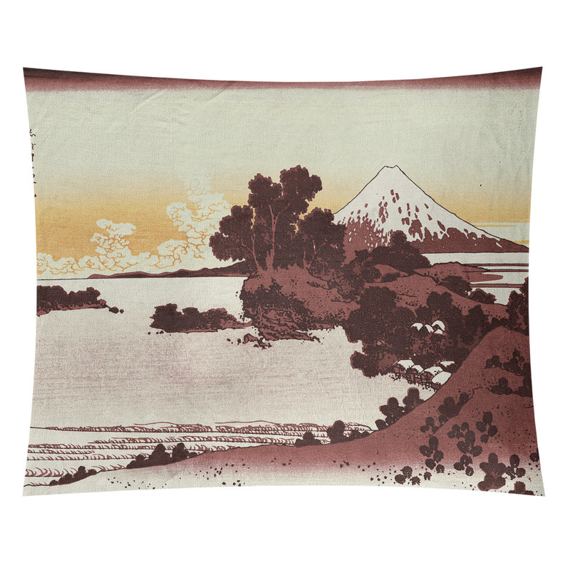 Shichiri Beach in Sagami Province Wall Tapestry, 63.5" H x 54" W, Red
