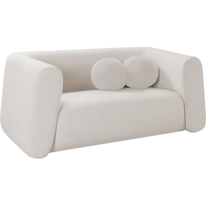 Khyryn 70'' Upholstered Loveseat, Cream Boucle Fabric