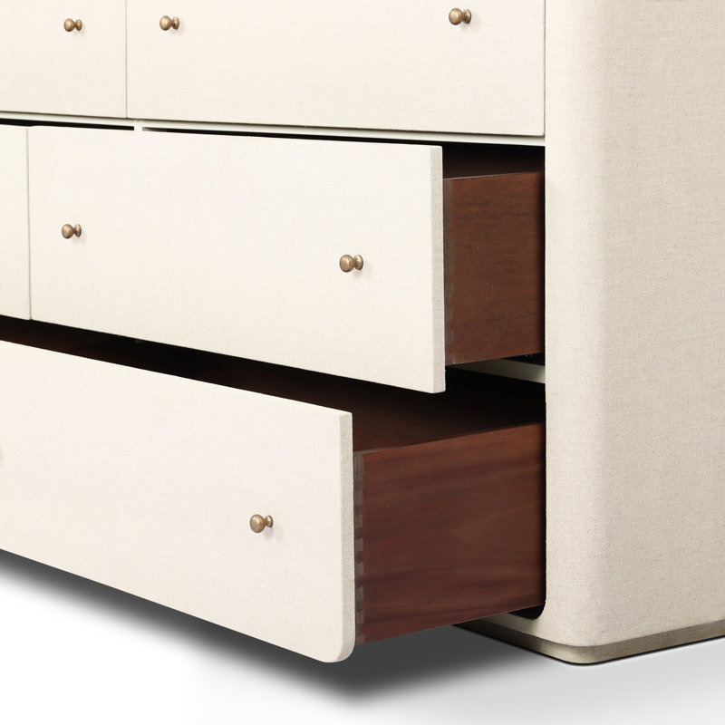 Paula 6 - Drawer Dresser, Beige Painted Linen