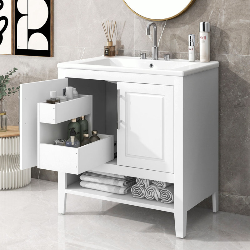 Meuble-lavabo simple 30 po avec comptoir en céramique Harshiv