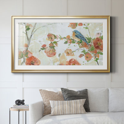 «Bluebird Spring Day II», reproduction d'art encadrée de qualité supérieure, prête à être accrochée