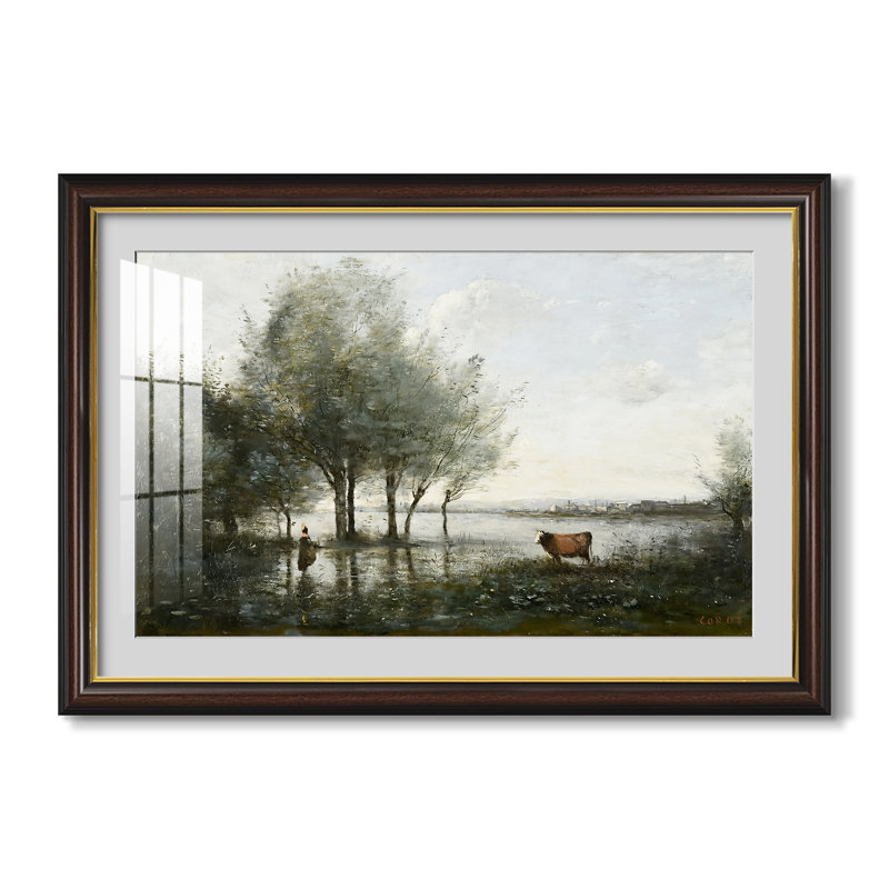 Le Marais (Le Marais), ch. 1865-1870-Jean-Baptiste-Camille Corot-Impression encadrée personnalisée, 24x34 INNER SIZE