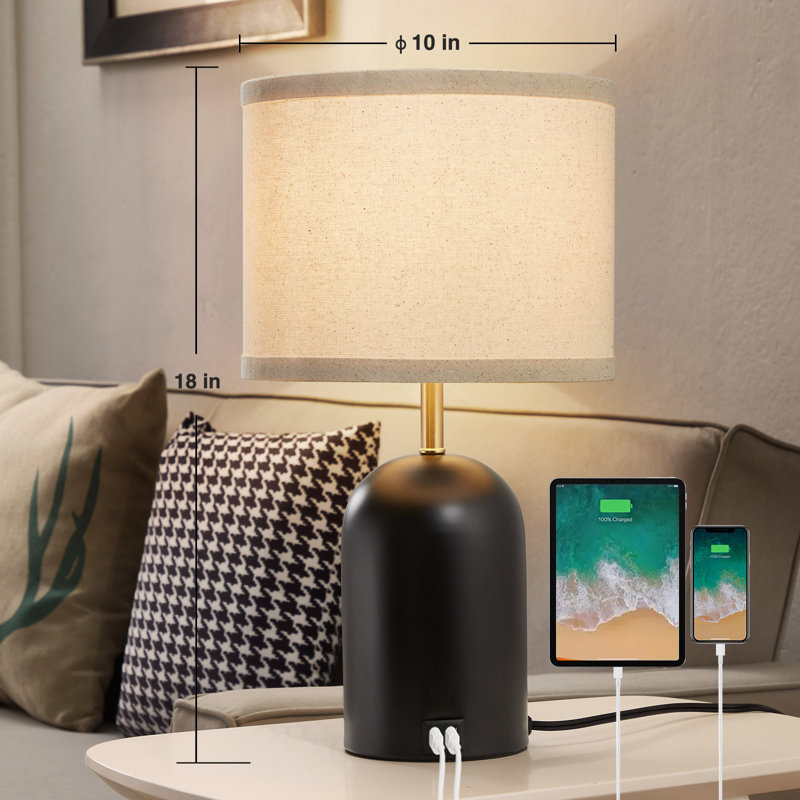 Nawa Table Lamp Set with 2 USB Charging Ports Adjustable Way Dimmable Touch Desk Lamp(Bulbs Included), Black