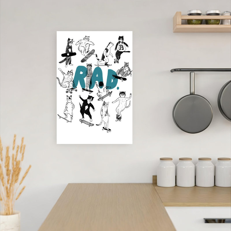 Rad Skate Cats Contemporary Winter Wall Art Print 1 Piece Wrapped Canvas Wall Art, 45.72cm H x 30.48cm W