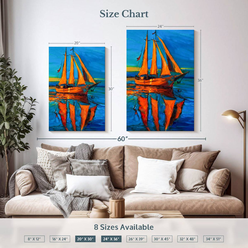 Voilier Mehar Sunlit en mer, H 36 po x l 24 po