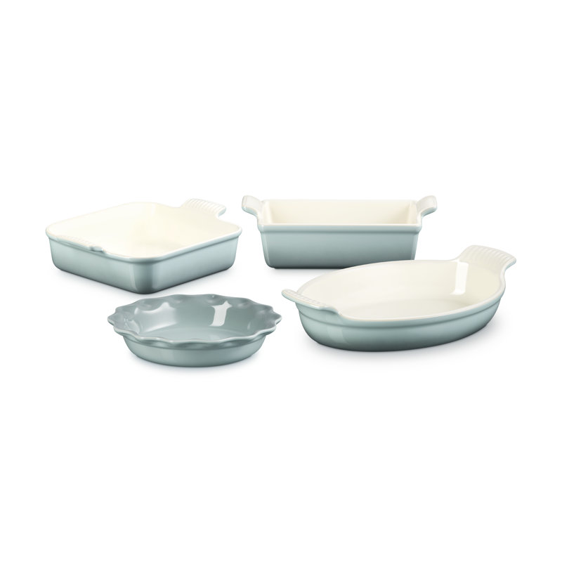 Le Creuset Stoneware 4 Piece Heritage Bakeware Set, Sea Salt