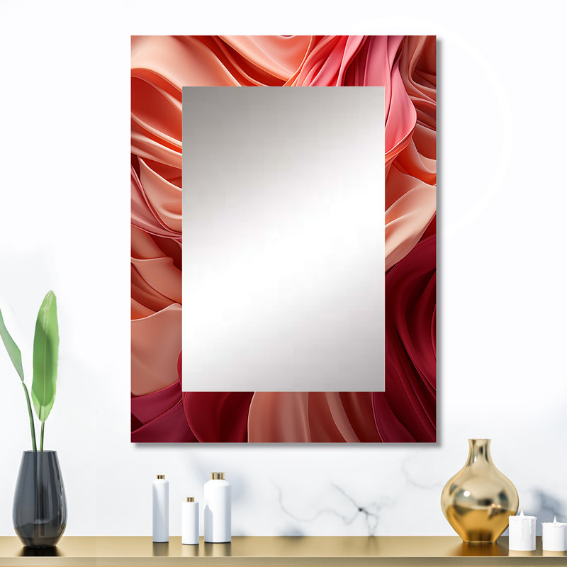 Coral Colorful Wonder Wave - Coastal Decorative Mirror, Coral Wall Mirror, Printed Metal Art, 32" x 24"