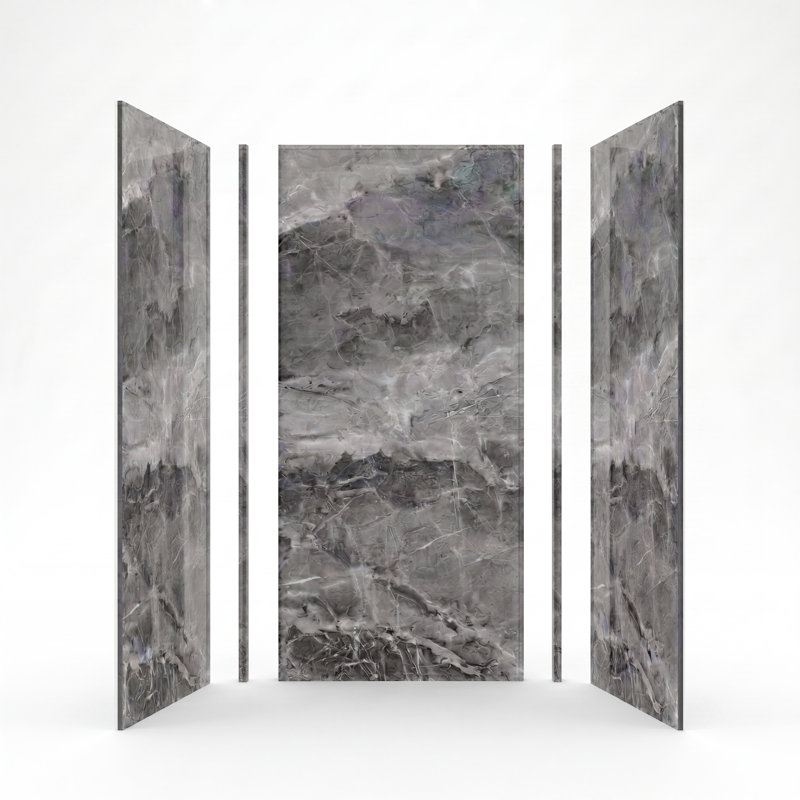 Titan Aluminum Composite 48" W x 36" D x 96" H 3-Piece Trimmable Shower Wall Panel Kit, Maelstrom Grey High Gloss