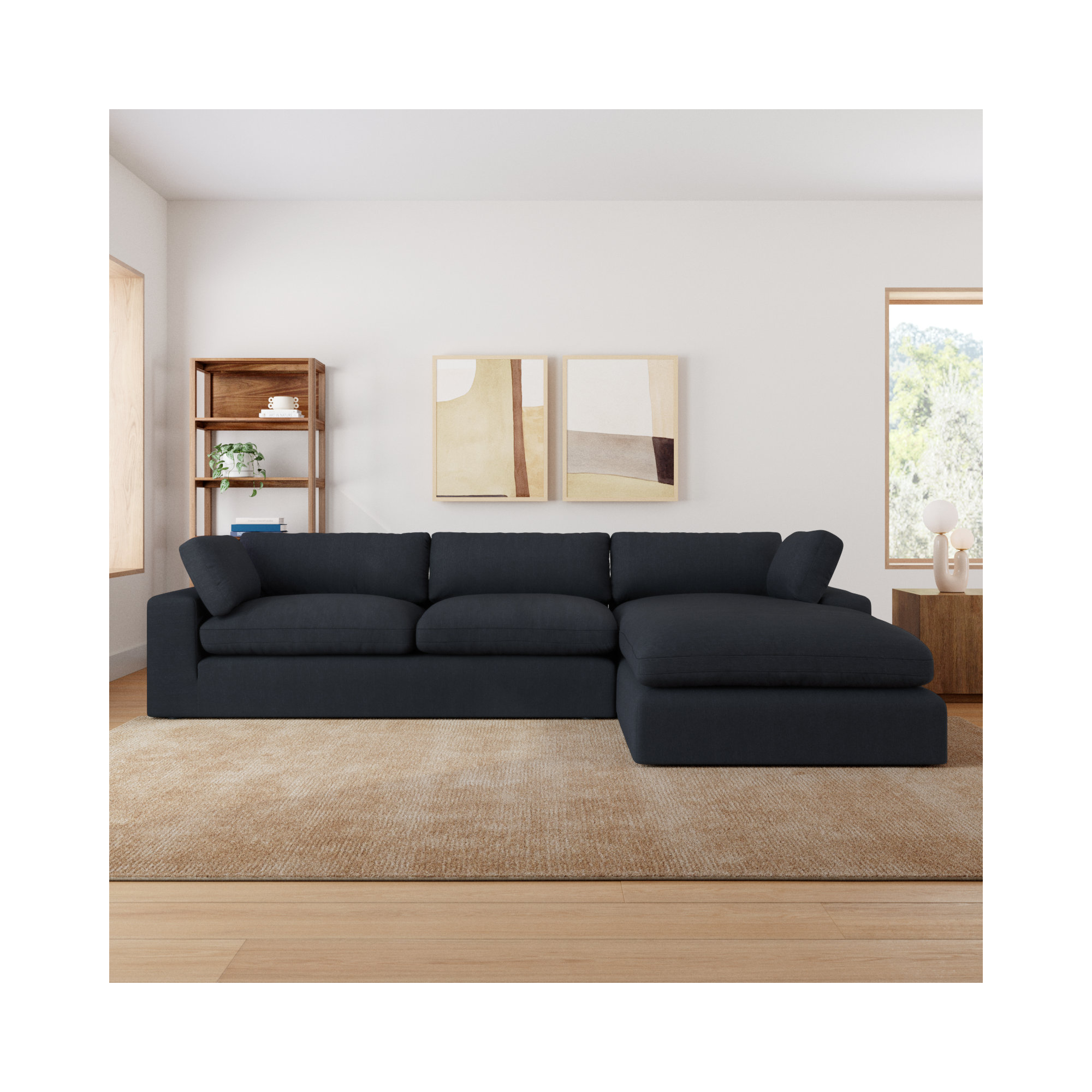 Asher 2 - Piece Upholstered Chaise Sectional, Right Hand Facing, Peyton Pepper Linen