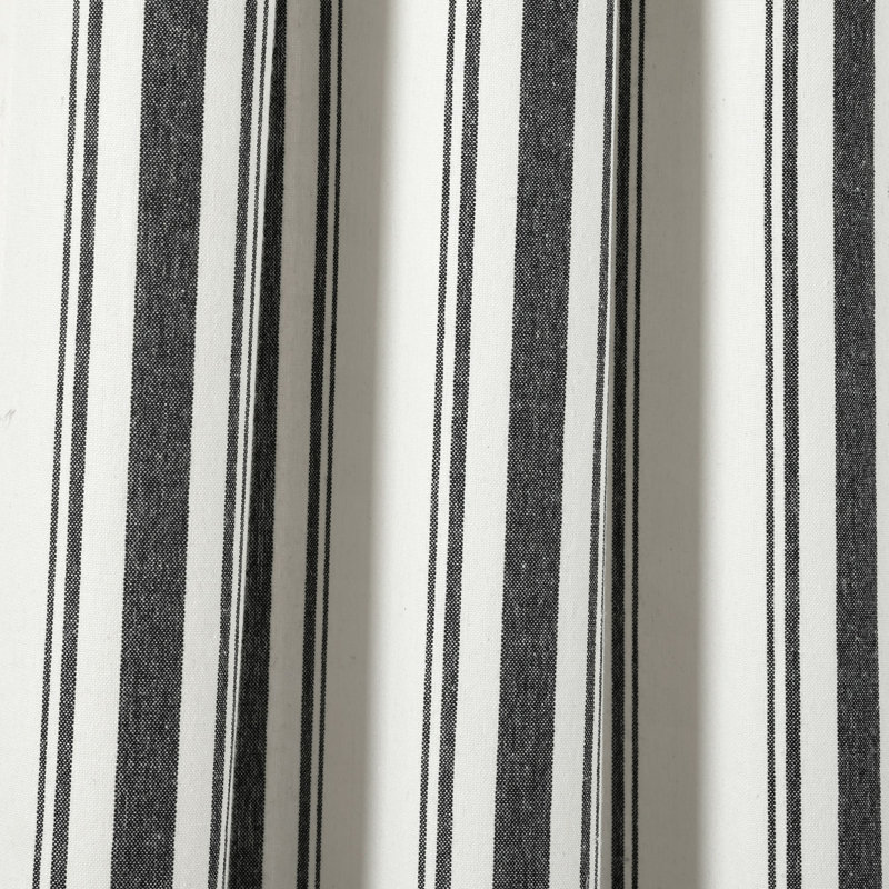 Cotton Blend Semi Sheer Curtain Pair, Black, 42" W x 95" L