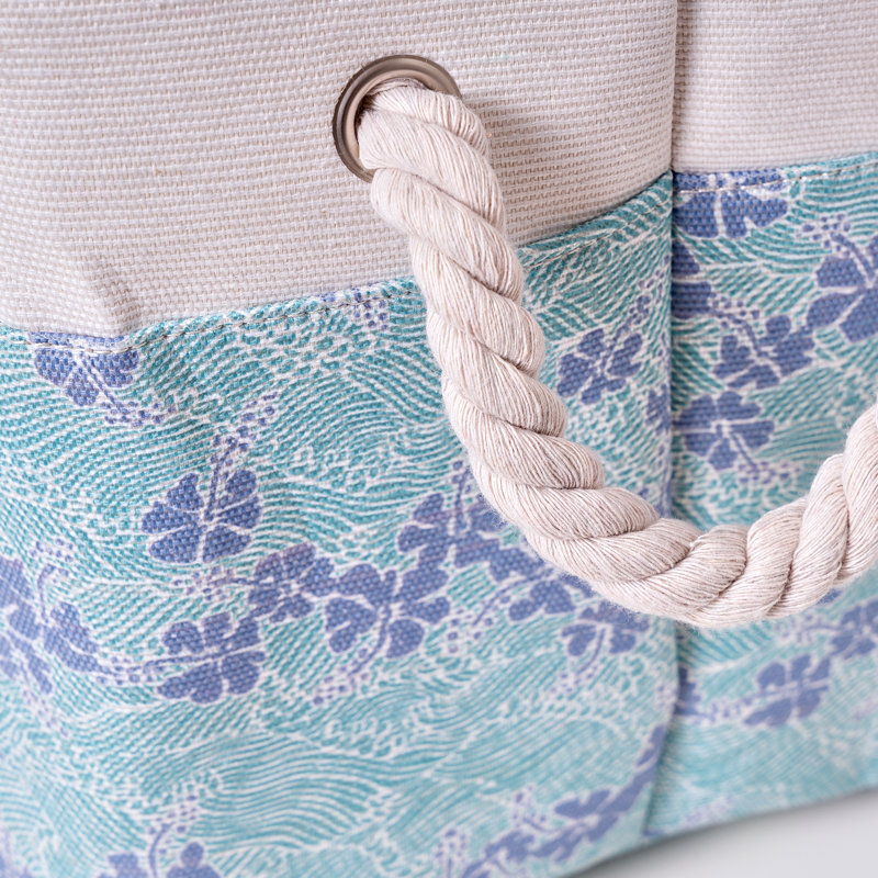 Hawaiian Print Fabric Rectangular Storage Basket Set