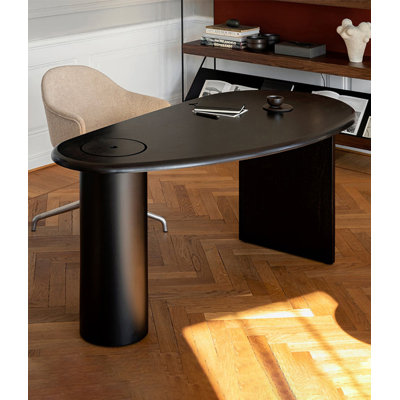 French Curved Solid Wood Computer Desk